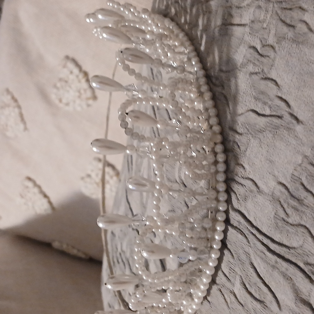 Elegant Faux Pearl and Crystal Tiara